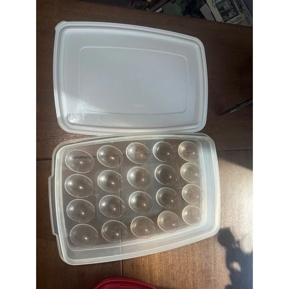 Rubbermaid vintage Deviled Egg Keeper Storage Tray 20 Egg Holder Clear